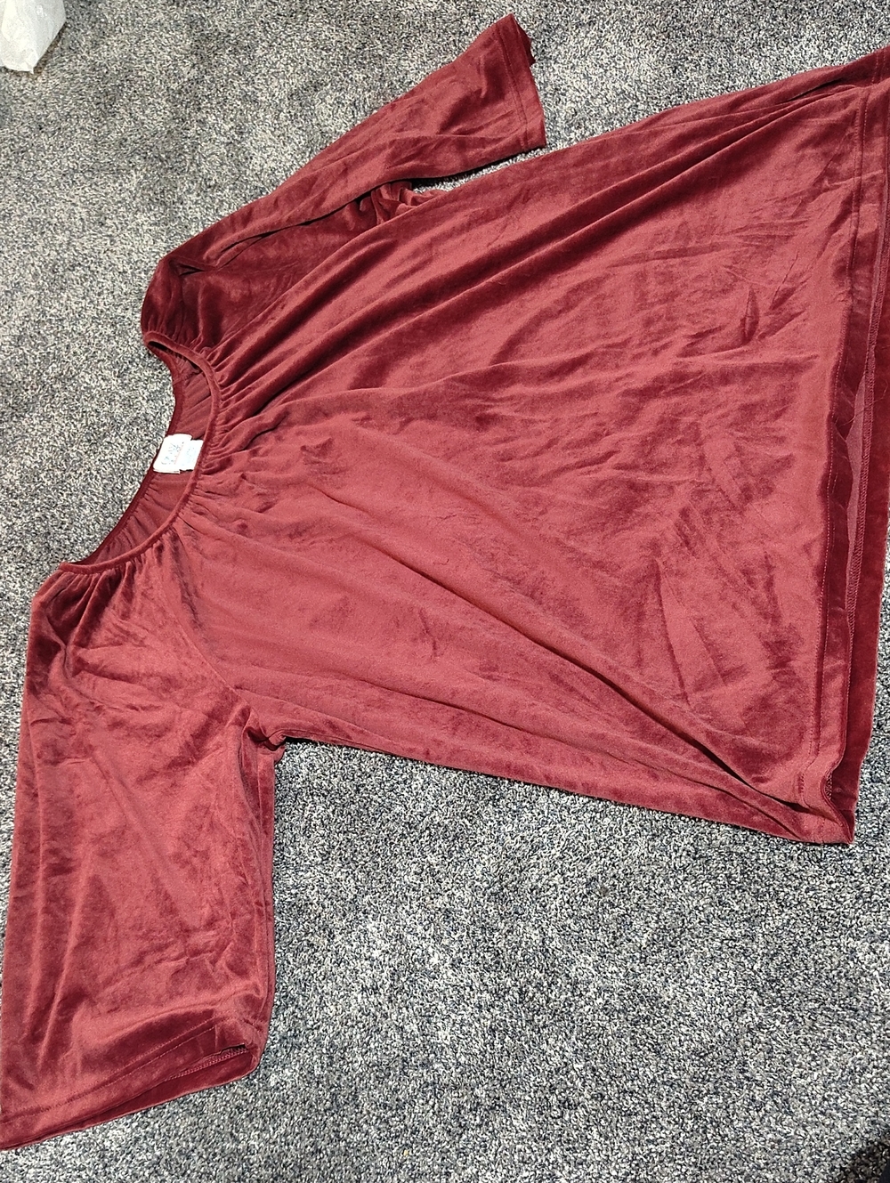 Only Necessities Velvet Short Sleeve Nightshirt - Wine